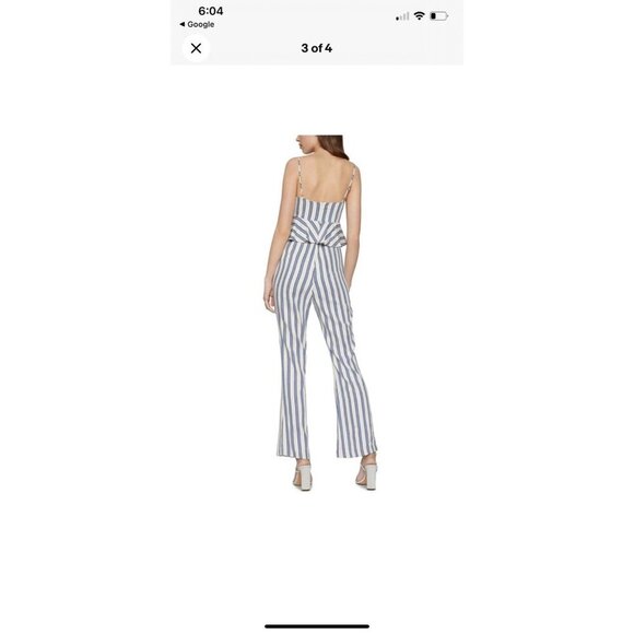 BCBG Generation Women's Size 8 Jumpsuit Gardenia Peplum Sleeveless Stripe Romper - Picture 4 of 16